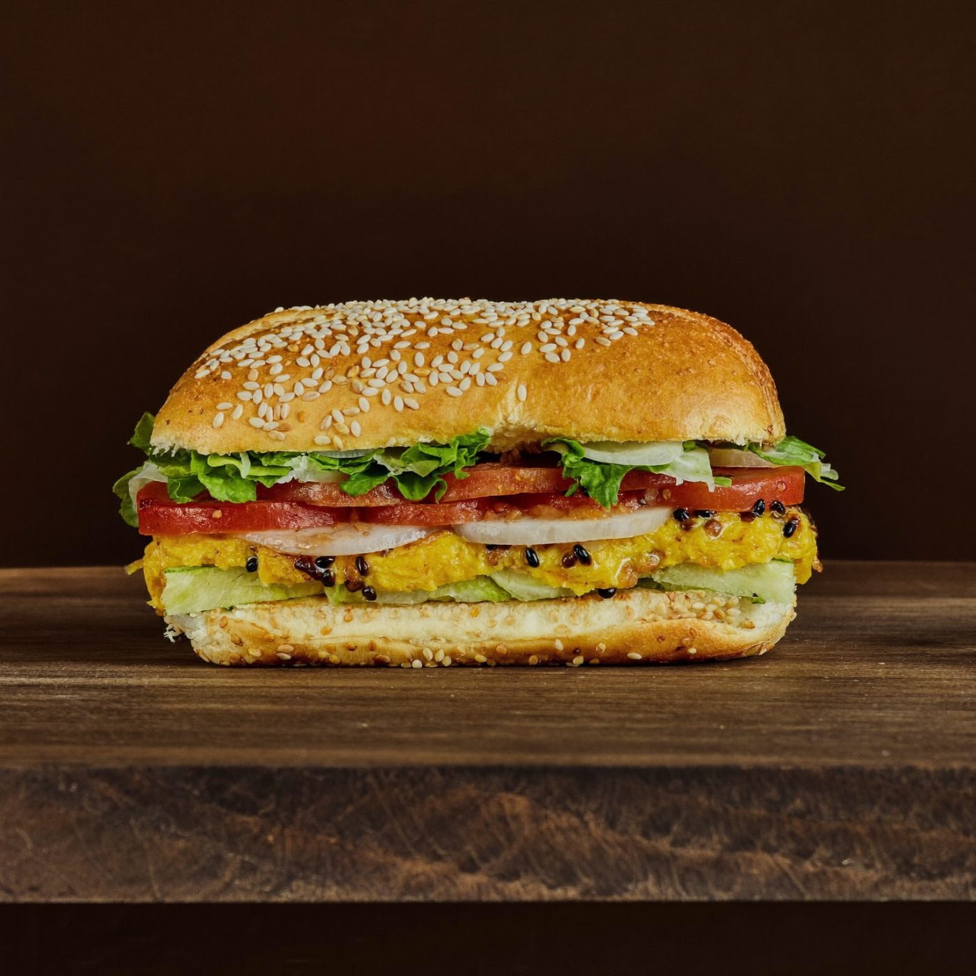 Frischer Sesam-Bagel, reich belegt